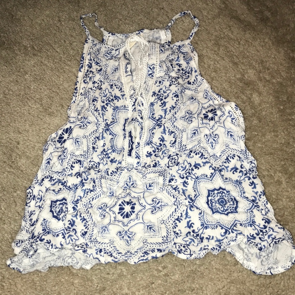 Blue and white tank top size small